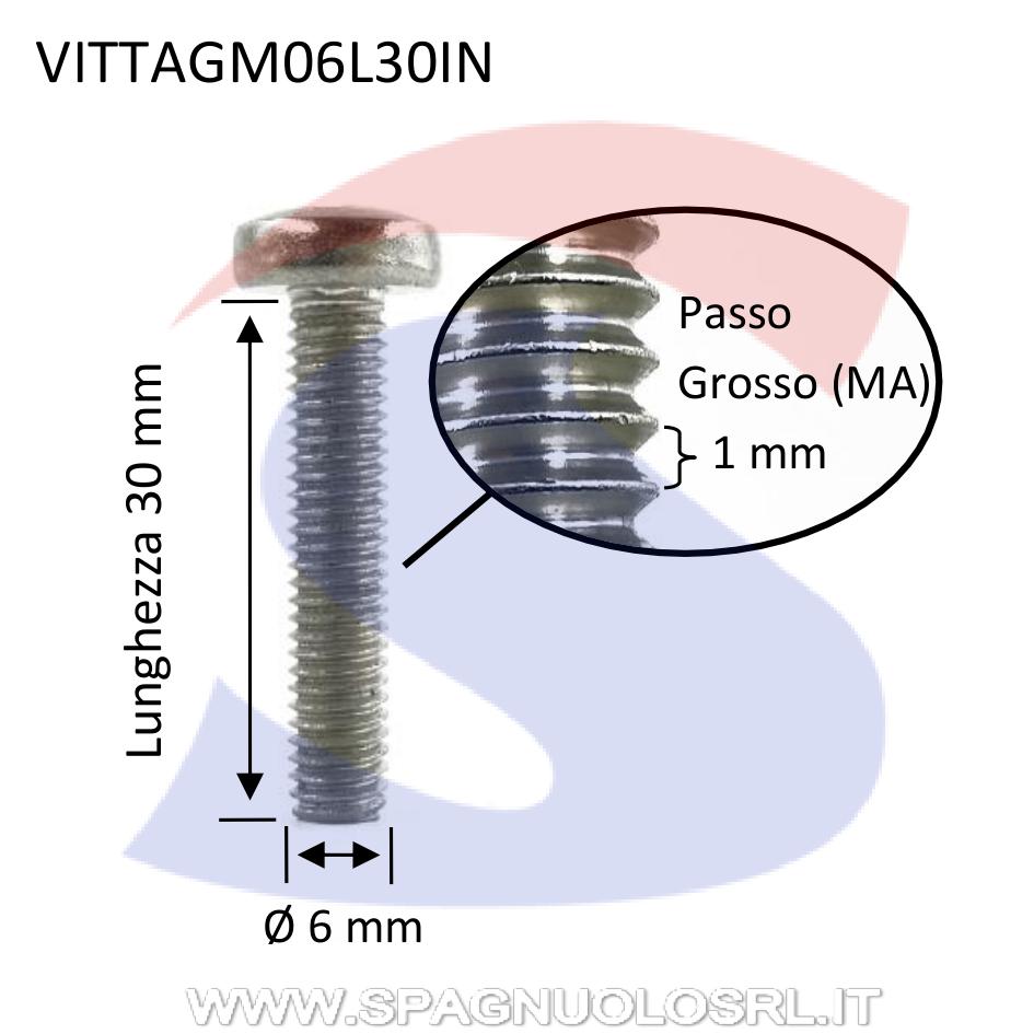 Vite TC con Calotta ed Impronta a Taglio Inox 6X30 mm - VITI VITTAGM06L30IN