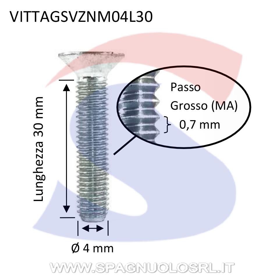 Vite TSP con Calotta ed Impronta a Taglio Zincata 4X30 mm - VITI VITTAGSVZNM04L30
