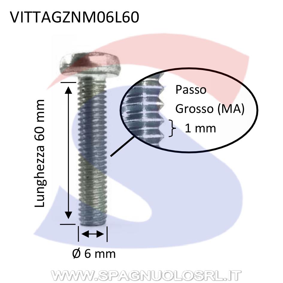 Vite TC con Calotta ed Impronta a Taglio Zincata 6X60 mm - VITI VITTAGZNM06L60