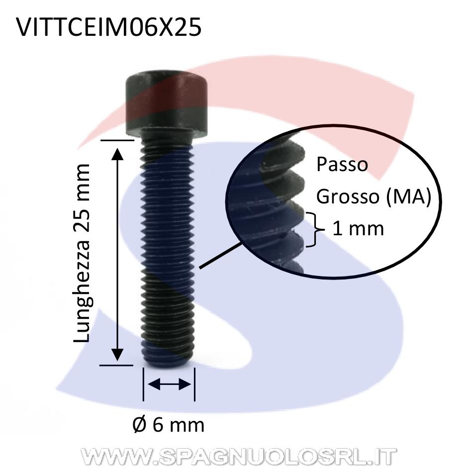Vite TCEI 8.8 Totalmente Filettata Brunita 6X25 mm - VITI VITTCEIM06X25