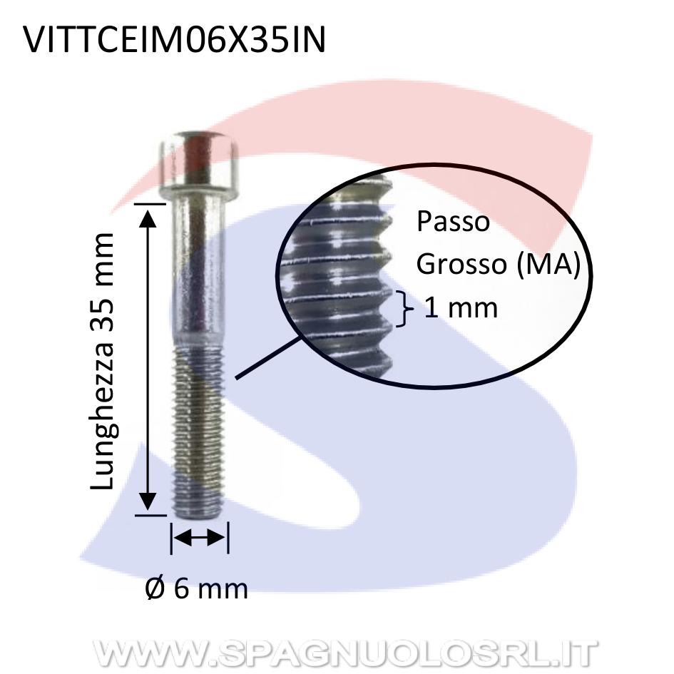 Vite TCEI Inox Parzialmente Filettata 6X35 mm - VITI VITTCEIM06X35IN