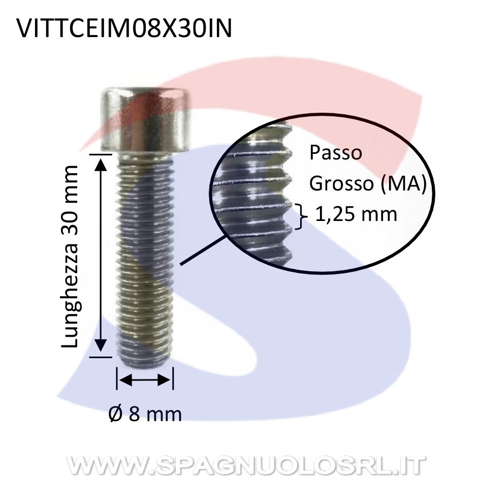 Vite TCEI Inox Totalmente Filettata 8X30 mm - VITI VITTCEIM08X30IN