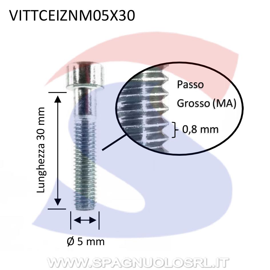 Vite TCEI 8.8 Parzialmente Filettata Zincata 5X30 mm - VITI VITTCEIZNM05X30