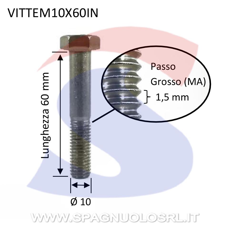 Vite TE Inox Parzialmente Filettata 10X60 mm - VITI VITTEM10X60IN
