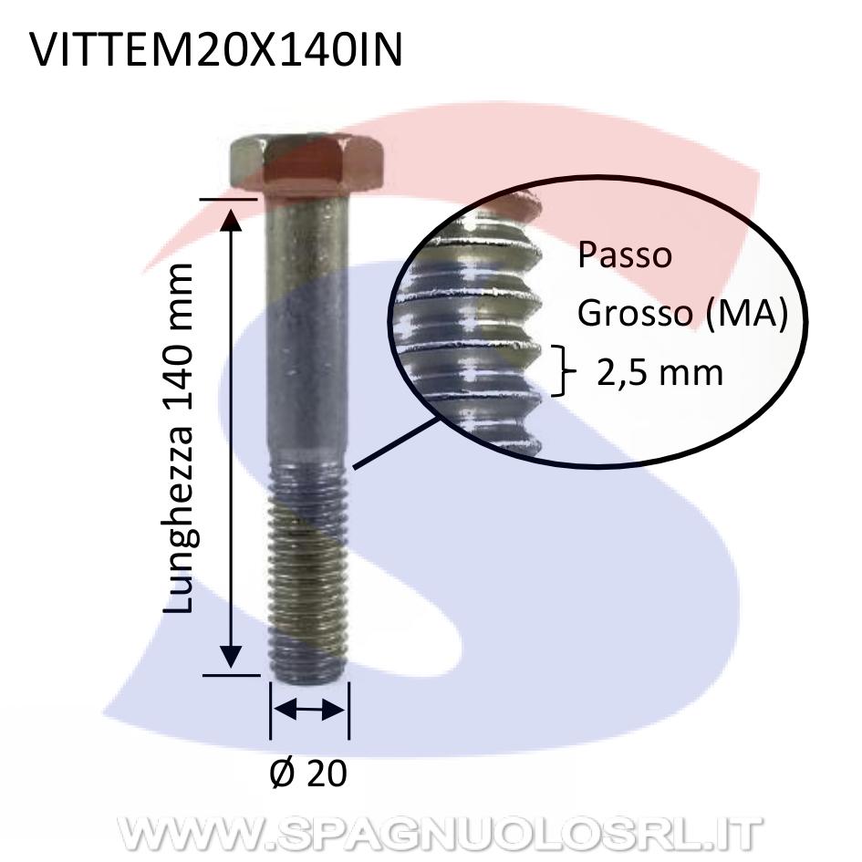 Vite TE Inox Parzialmente Filettata 20X140 mm - VITI VITTEM20X140IN