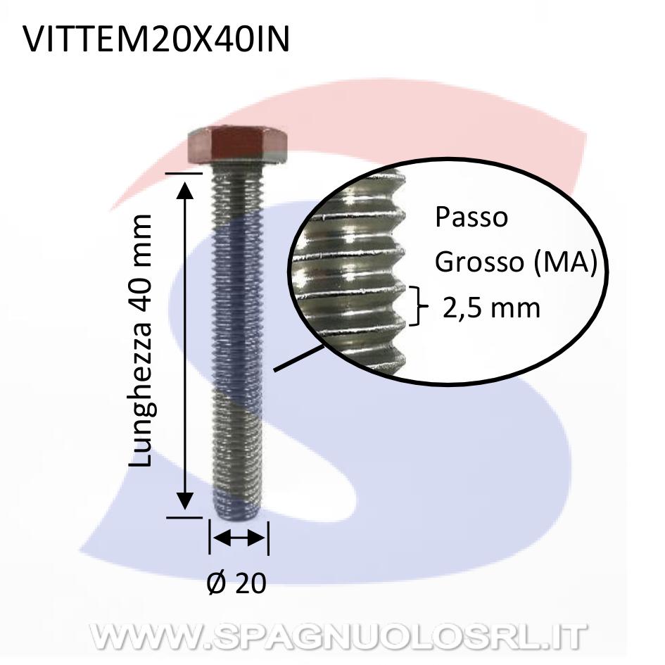 Vite TE Inox Totalmente Filettata 20X40 mm - VITI VITTEM20X40IN