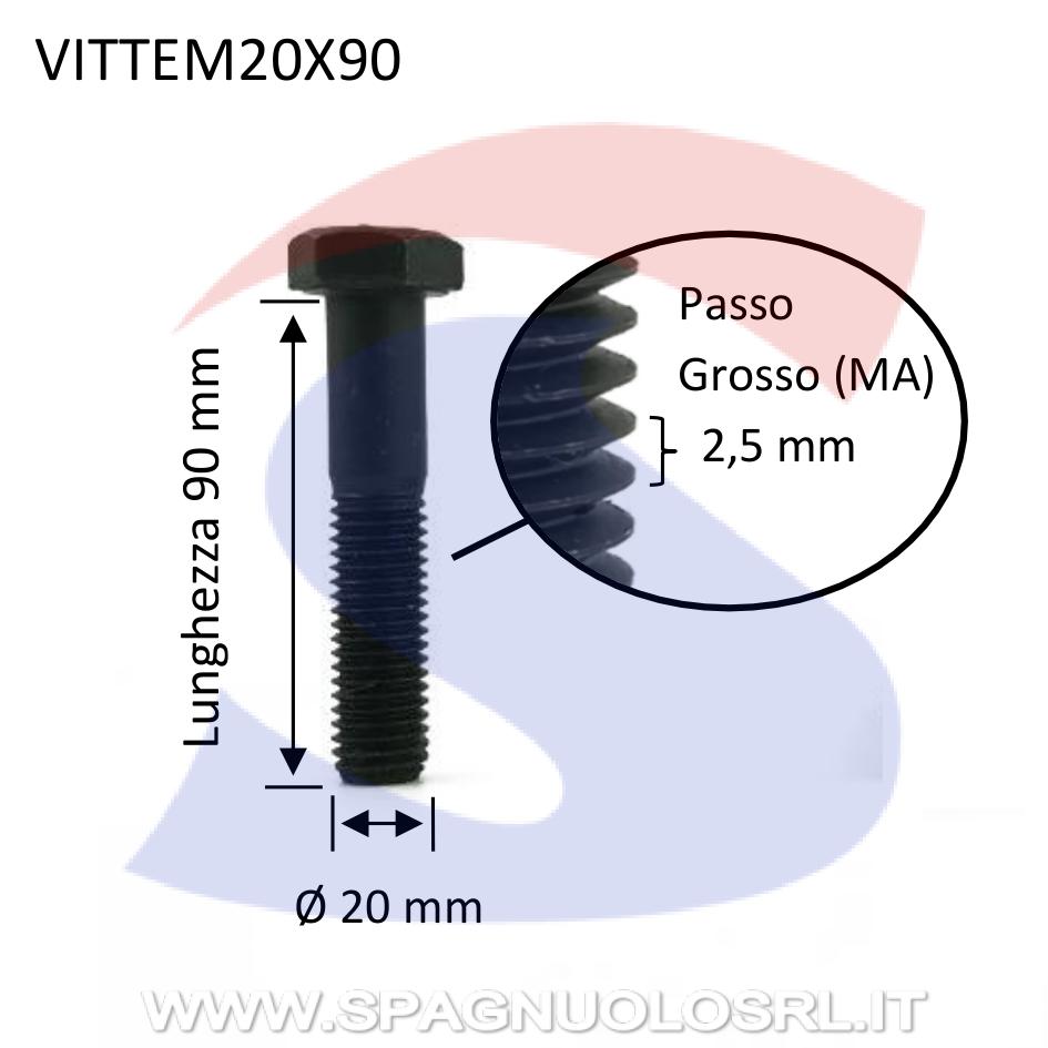 Vite TE 8.8 Parzialmente Filettata Brunita 20x90 mm - VITI VITTEM20X90