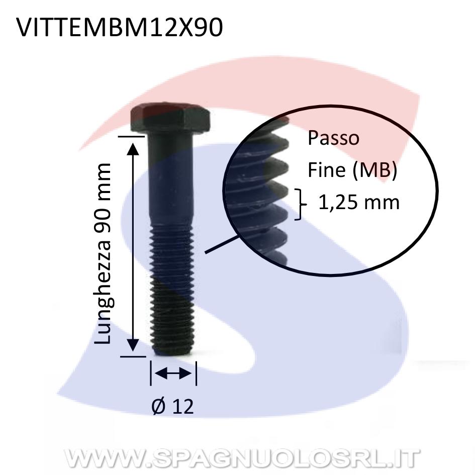 Vite TE 8.8 Parzialmente Filettata Brunita 12X1,25X90 mm - VITI VITTEMBM12X90