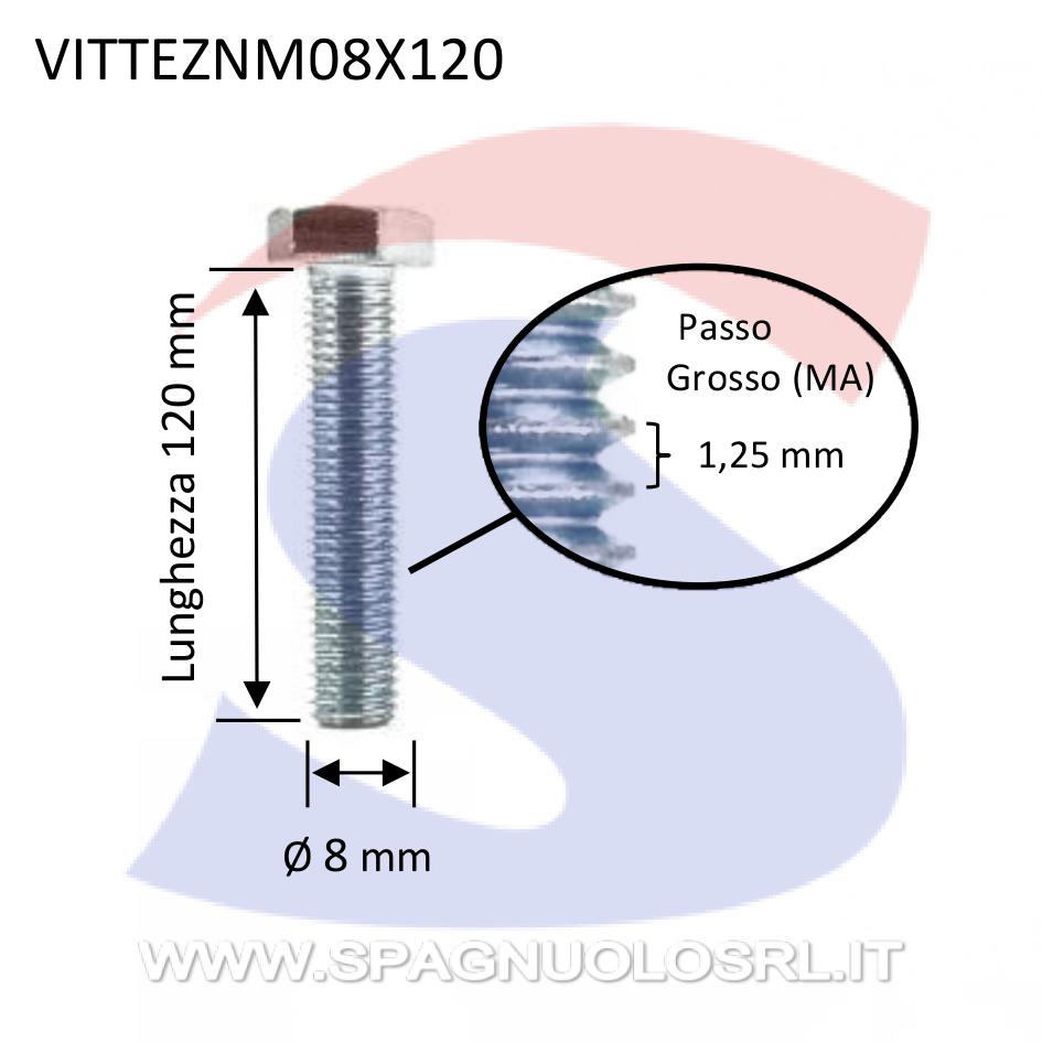 Vite TE 8.8 Totalmente Filettata Zincata 8X120 mm - VITI VITTEZNM08X120
