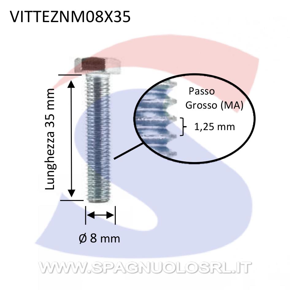 Vite TE 8.8 Totalmente Filettata Zincata 8X35 mm - VITI VITTEZNM08X35