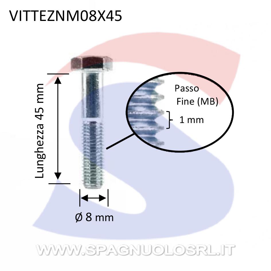 Vite TE 8.8 Parzialmente Filettata Zincata 8x45 mm - VITI VITTEZNM08X45PF