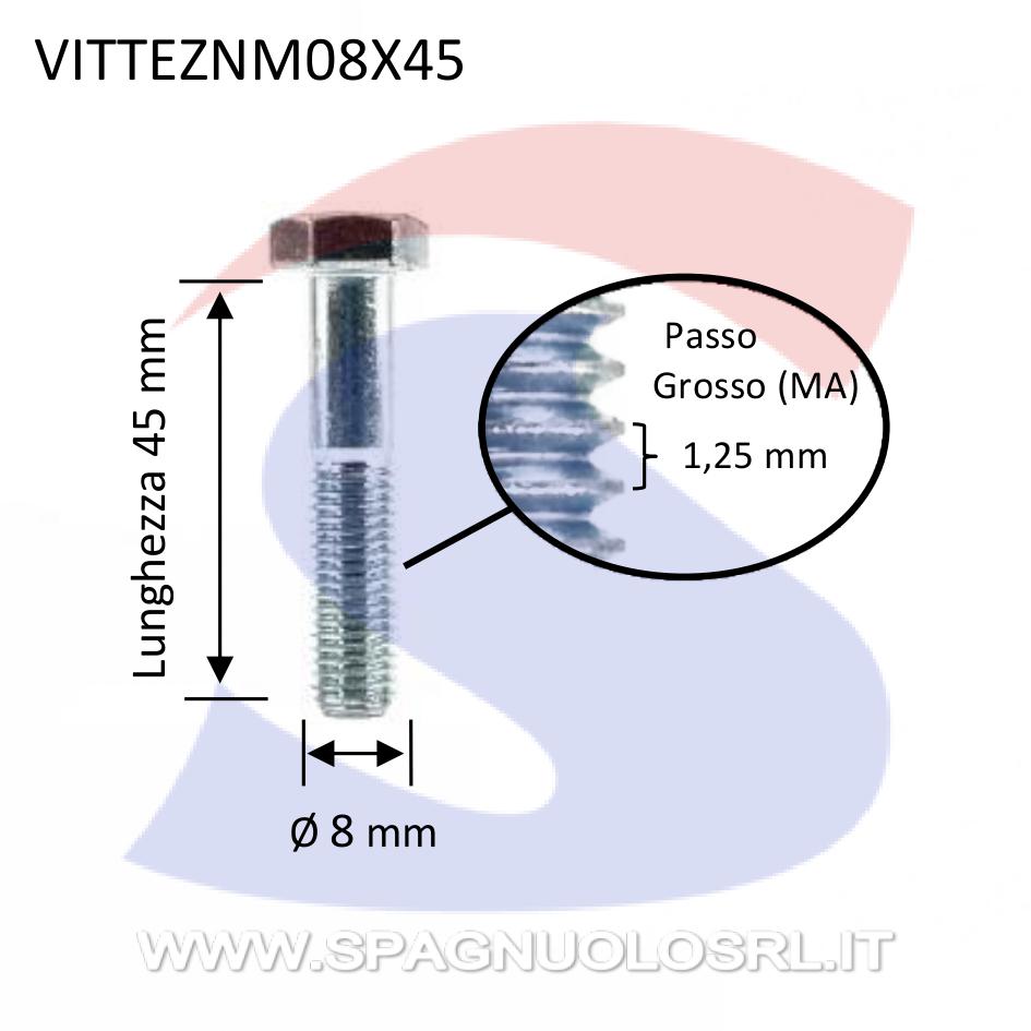 Vite TE 8.8 Parzialmente Filettata Zincata 8X45 mm - VITI VITTEZNM08X45