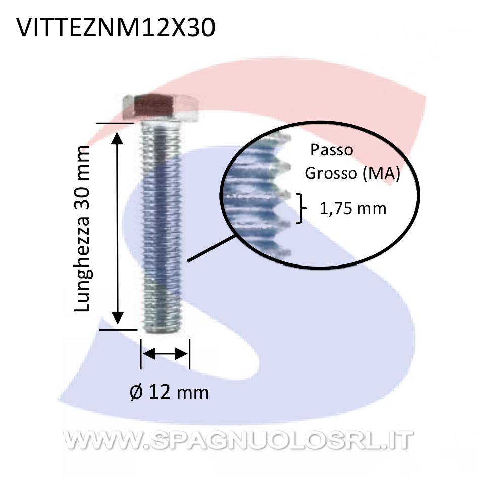 Vite TE 8.8 Totalmente Filettata Zincata 12X30 mm - VITI VITTEZNM12X30