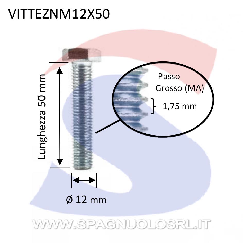 Vite TE 8.8 Totalmente Filettata Zincata 12X50 mm - VITI VITTEZNM12X50