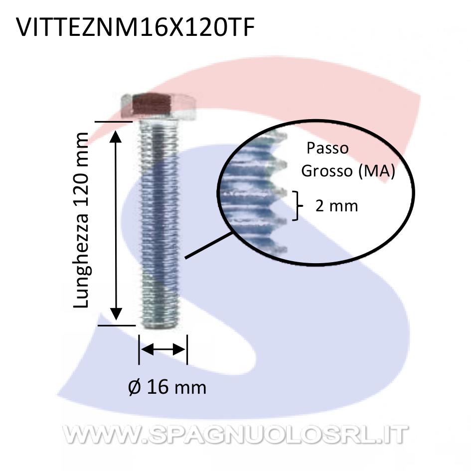 Vite TE 8.8 Totalmente Filettata Zincata 16X120 mm - VITI VITTEZNM16X120