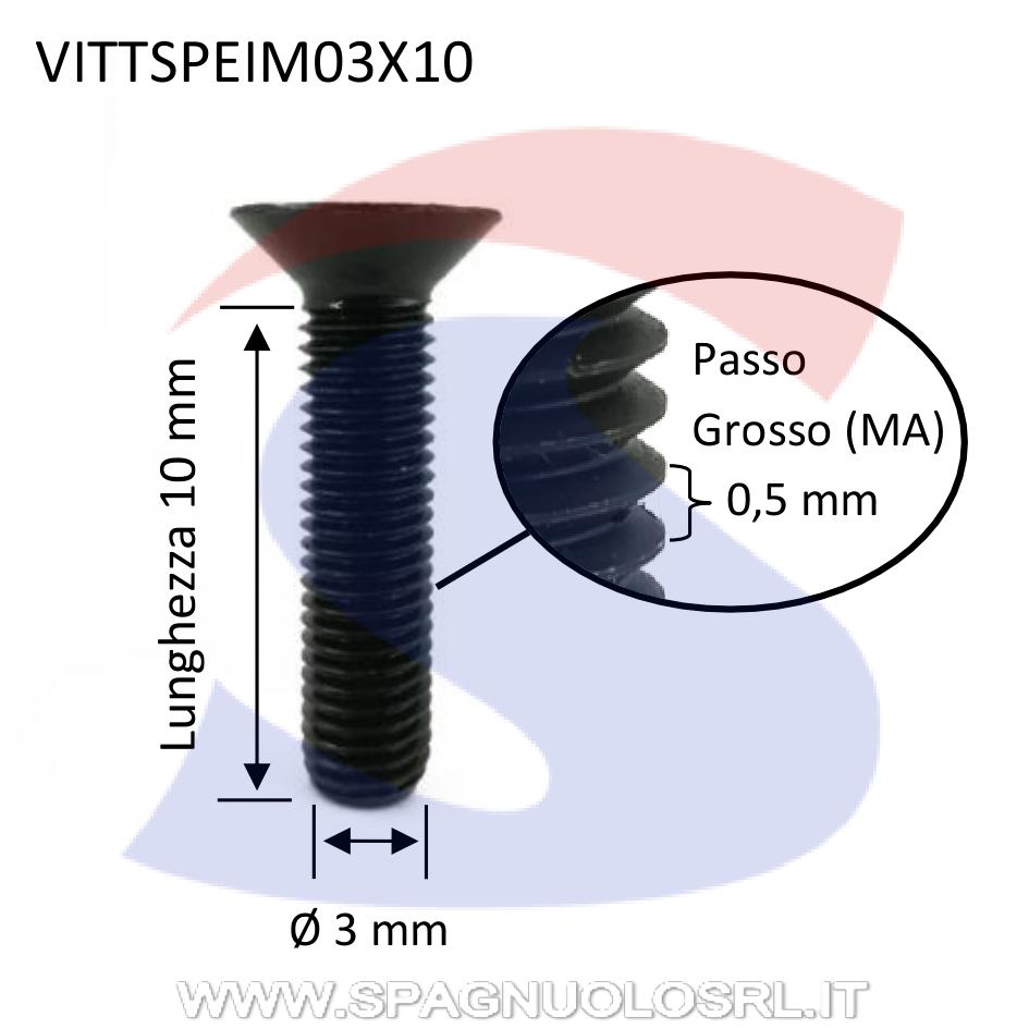 Vite TSPEI 10.9 Totalmente Filettata Brunita 3X10 mm - VITI VITTSPEIM03X10