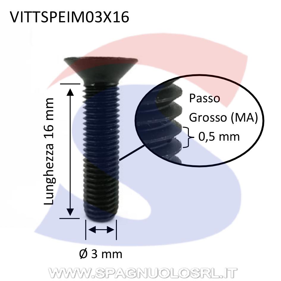 Vite TSPEI 10.9 Totalmente Filettata Brunita 3X16 mm - VITI VITTSPEIM03X16