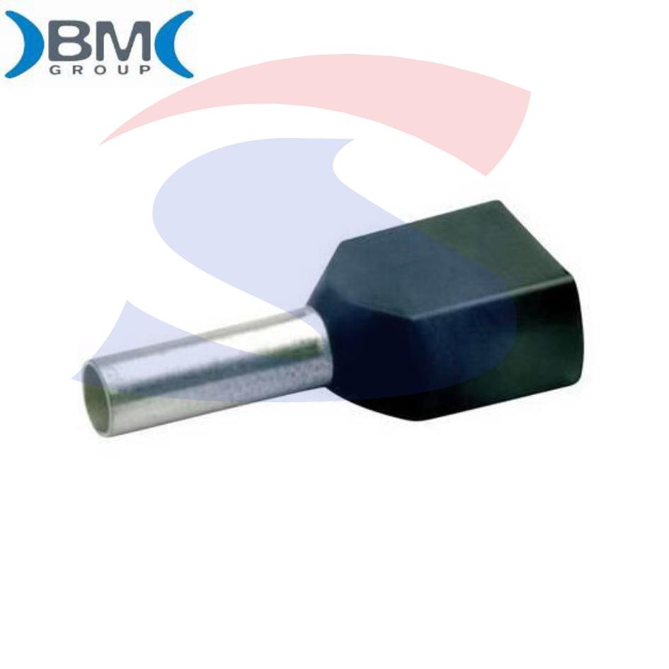 Puntalino a bussola preisolato Nero per 2 cavi da 6 mm² - BMM 00610