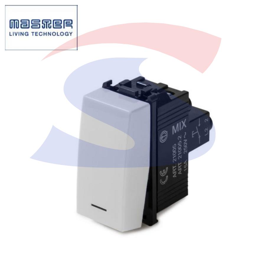 Pulsante serie "MIX" 1P NA 16A 250V, Bianco - MASTER 21015