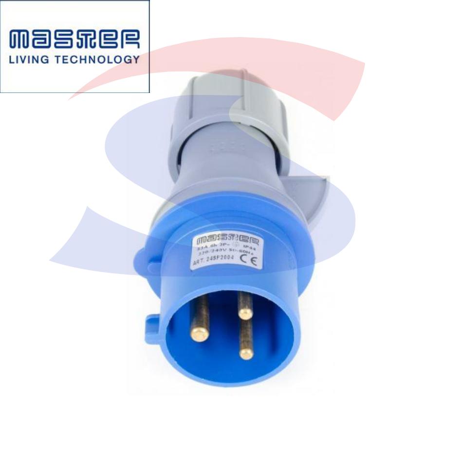 Spina industriale mobile diritta 2P+T 32A 200-250V, Blu - MASTER 24SP2004
