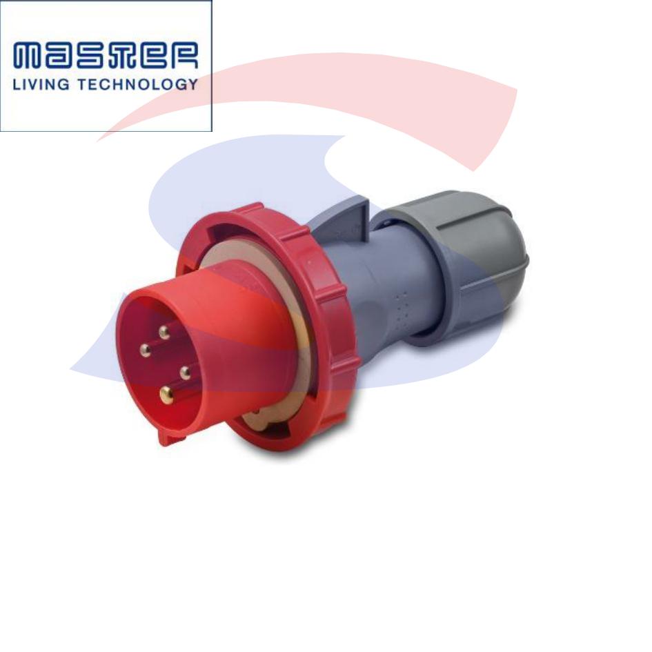 Spina industriale mobile diritta 3P+T 32A 380-415 V, Rosso - MASTER 24SP3303