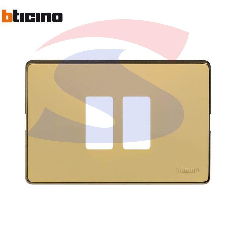 Placca 2 posti colore Ottone lucido serie Magic - BTICINO 500/23/OT