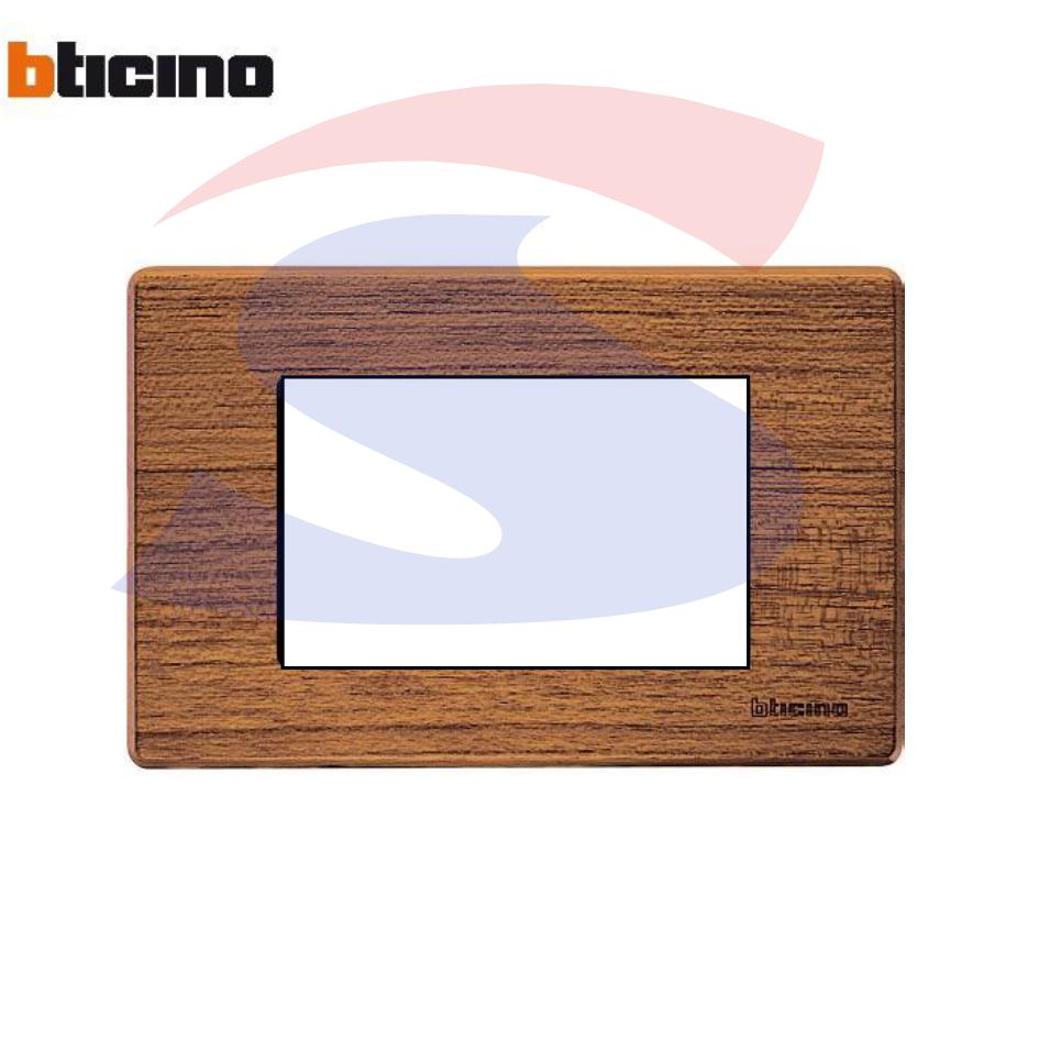 Placca in legno 3 posti colore Teak serie Magic - BTICINO 503/3A/LTK