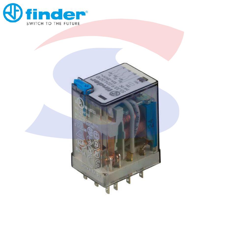 Relè Industriale Finder 55.33 - 230VAC 10A 3 Contatti Con Pulsante Manuale - Foto 9