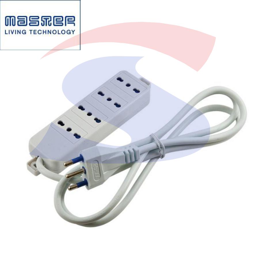 Multipresa rettangolare 4 uscite Bivalenti, cavo 1,2 mt - MASTER 70450