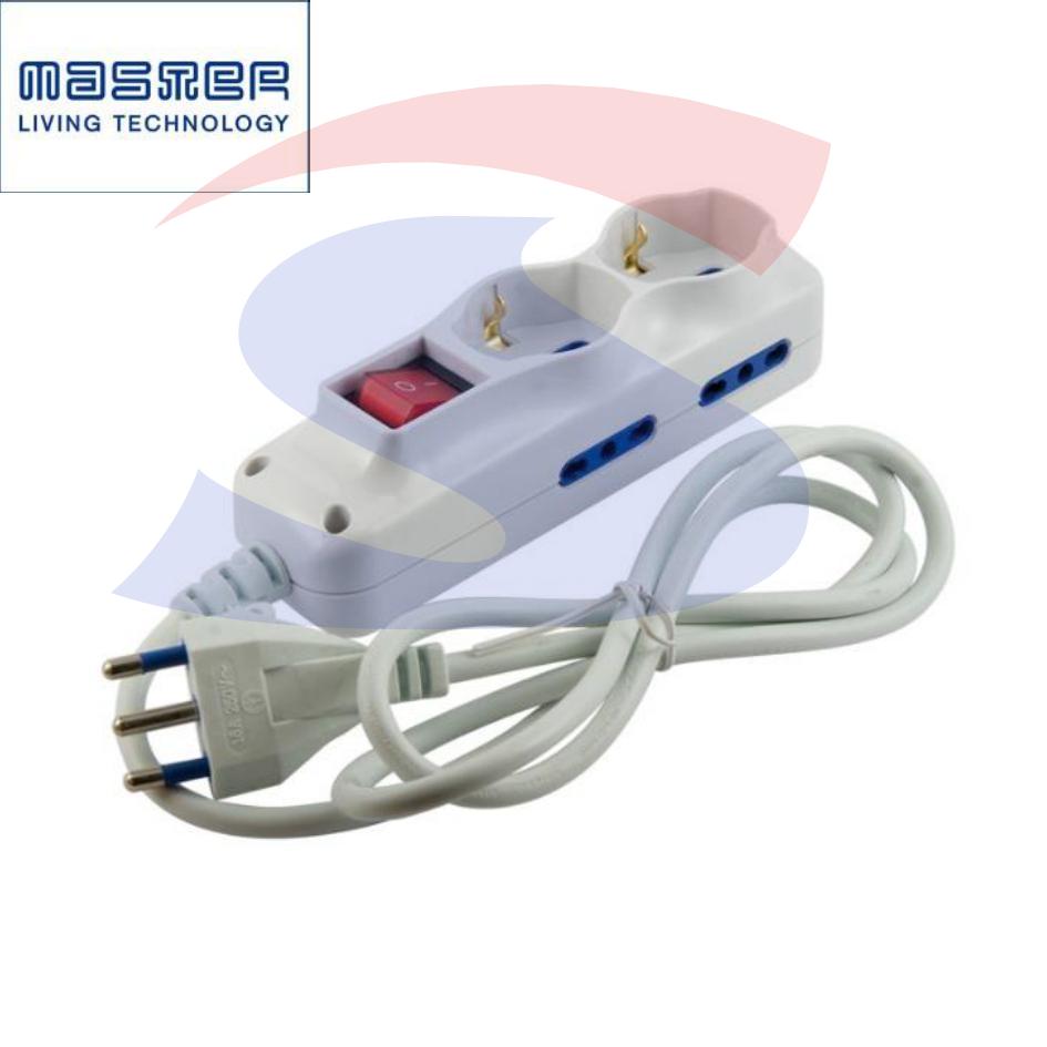 Multipresa rettangolare 6 uscite: 4 bivalenti e 2 universali - MASTER 70660