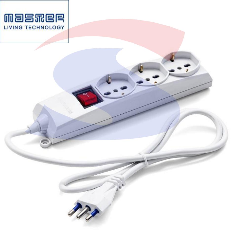 Multipresa rettangolare 3 uscite Schuko e bivalenti - MASTER 72390