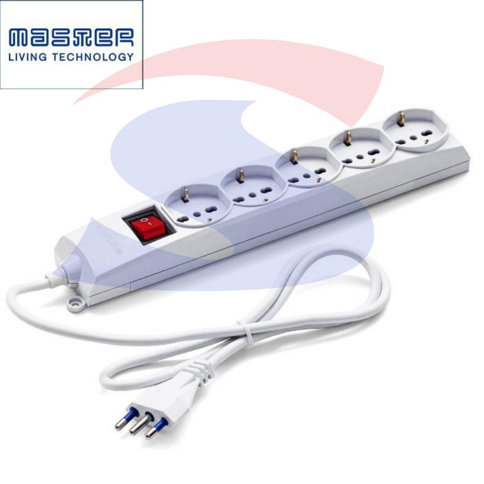 Multipresa rettangolare 5 uscite Schuko e bivalenti - MASTER 72590