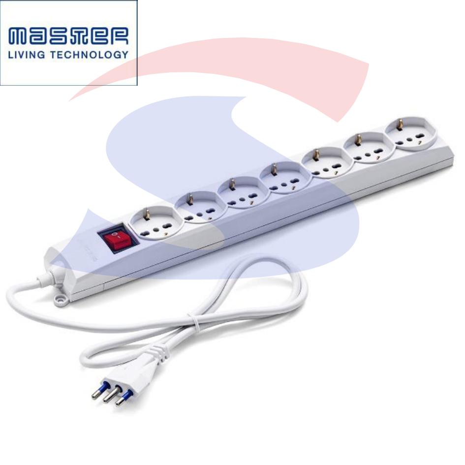 Multipresa rettangolare 7 uscite Schuko e bivalenti - MASTER 72790