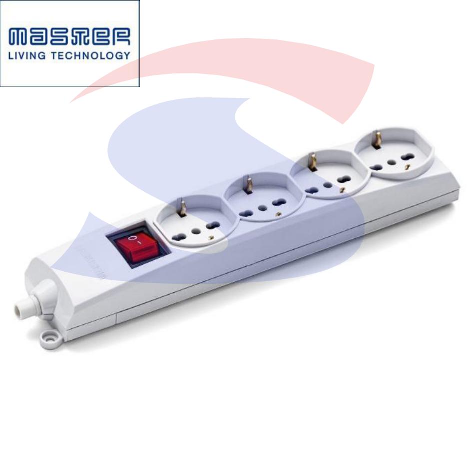 Multipresa 4 uscite Schuko e bivalenti, senza cavo - MASTER 73490