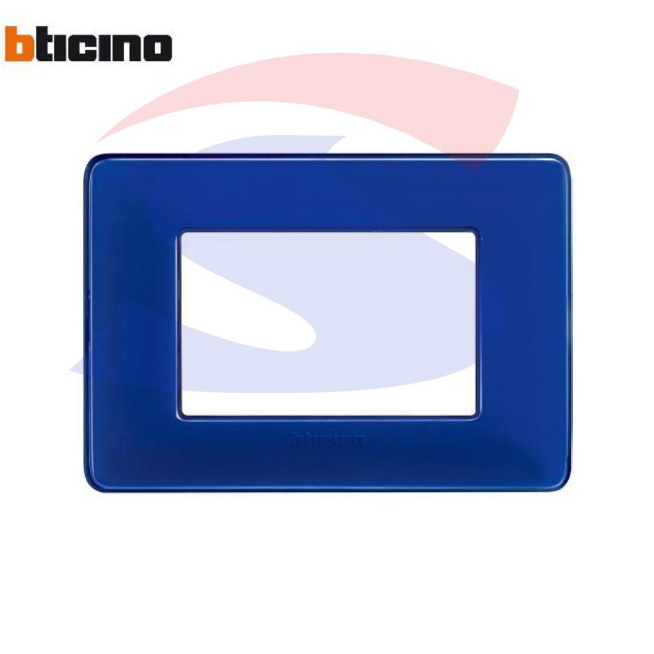 Placca rettangolare 3 posti colore Cobalto serie Matix - BTICINO AM4803CBU