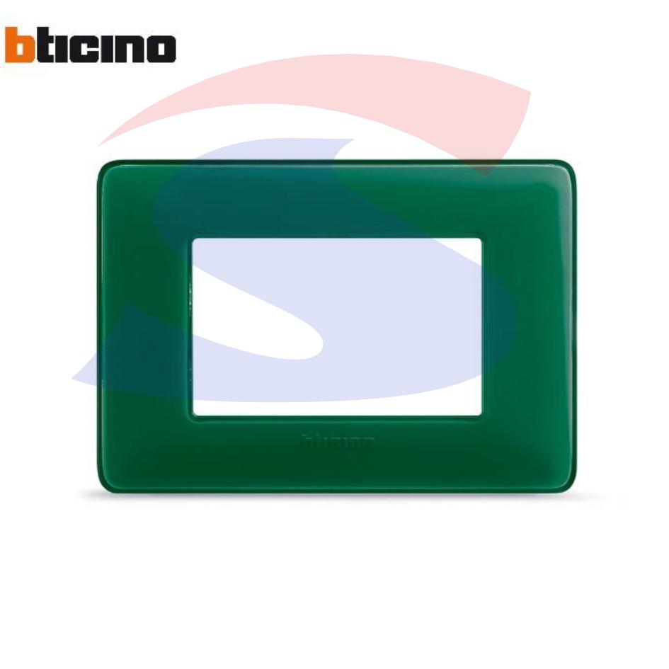 Placca rettangolare 3 posti colore Smeraldo serie Matix - BTICINO AM4803CVS