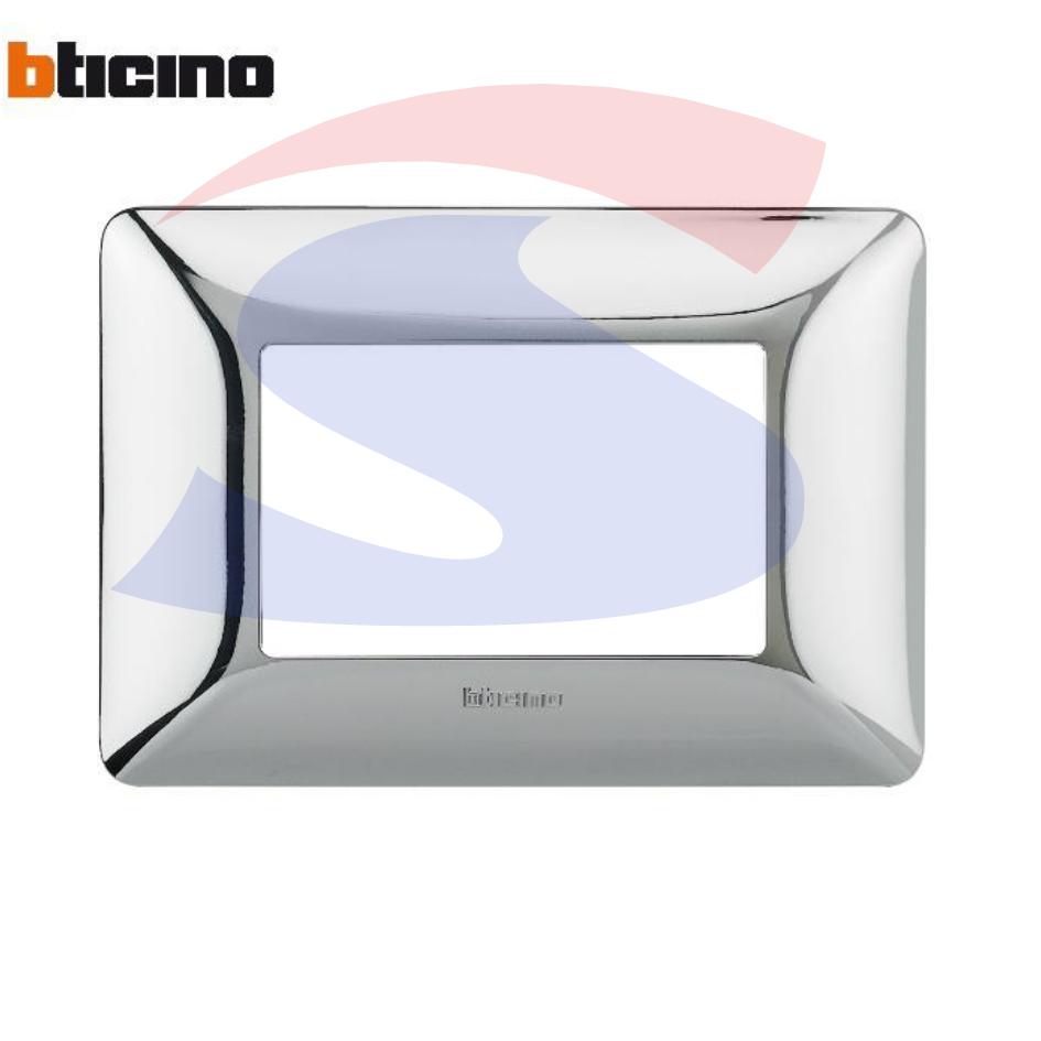 Placca rettangolare 3 posti colore Cromo lucido serie Matix - BTICINO AM4803GCR