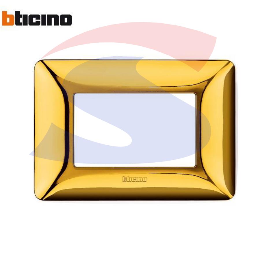 Placca rettangolare 3 posti colore Oro lucido serie Matix - BTICINO AM4803GOR