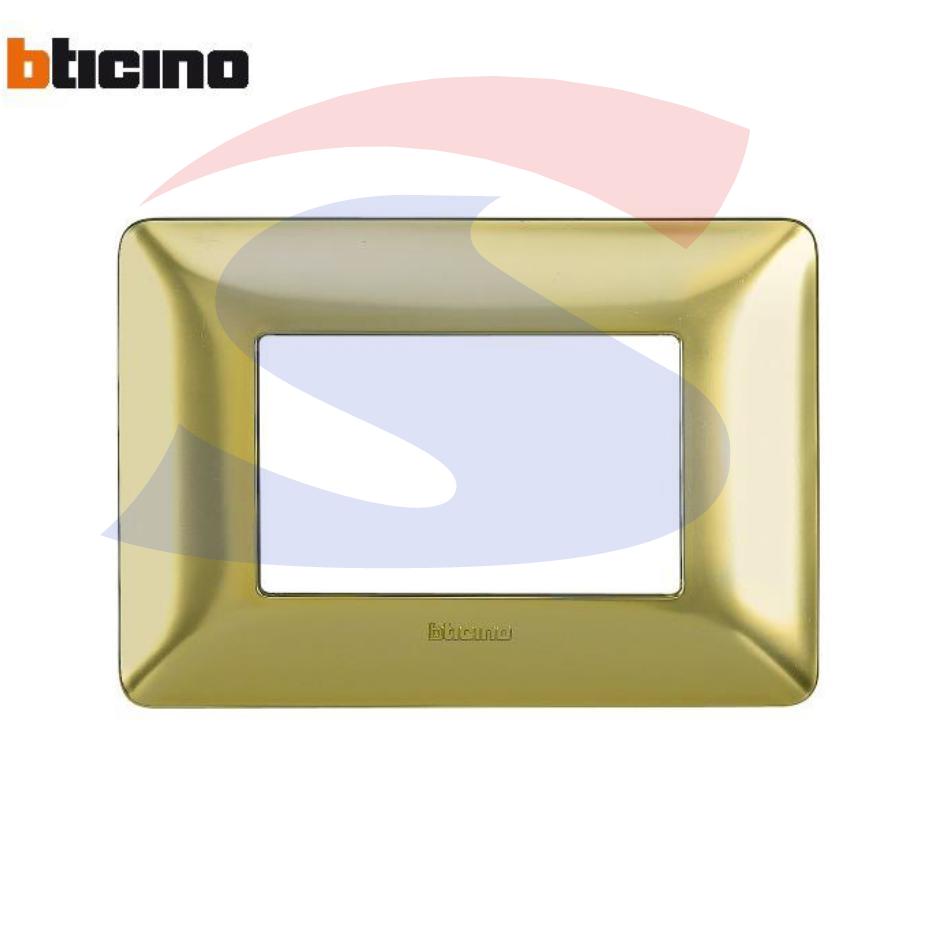 Placca rettangolare 3 posti colore Oro satinato serie Matix - BTICINO AM4803GOS