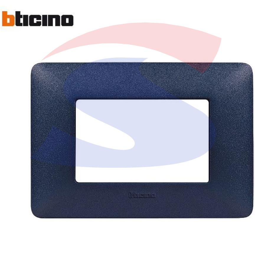 Placca rettangolare 3 posti colore Blu mercurio serie Matix - BTICINO AM4803TBM