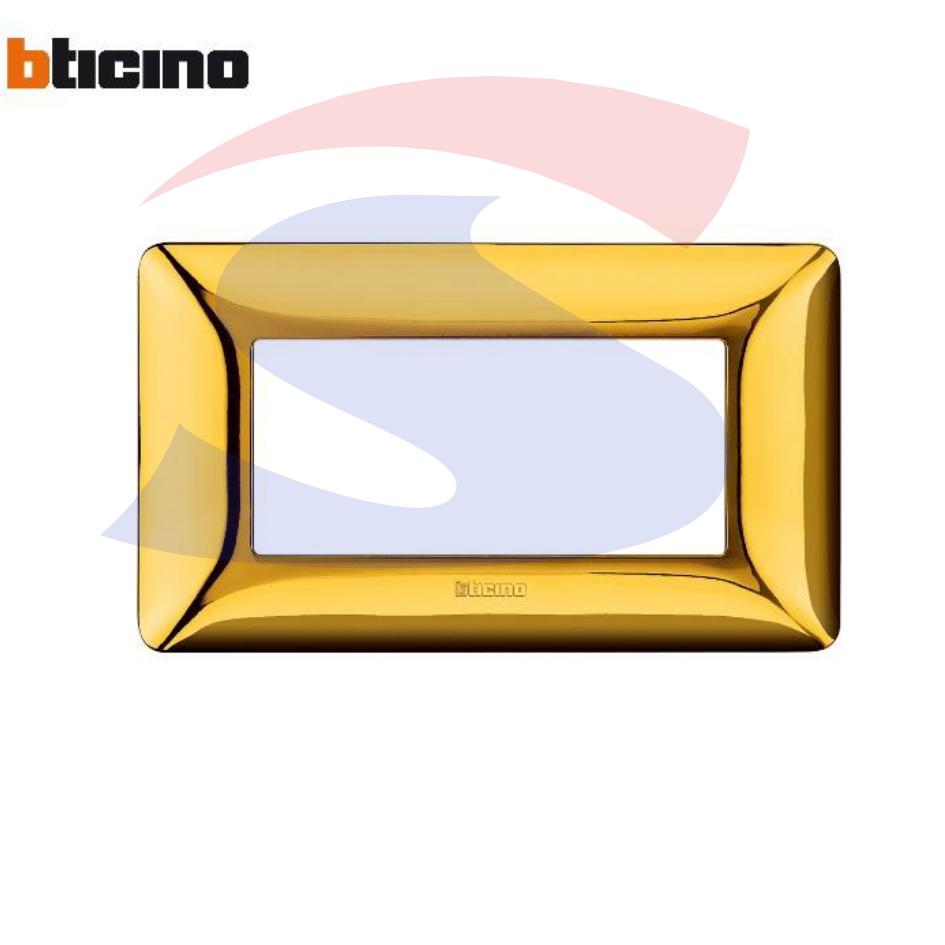 Placca rettangolare 4 posti colore Oro lucido serie Matix - BTICINO AM4804GOR