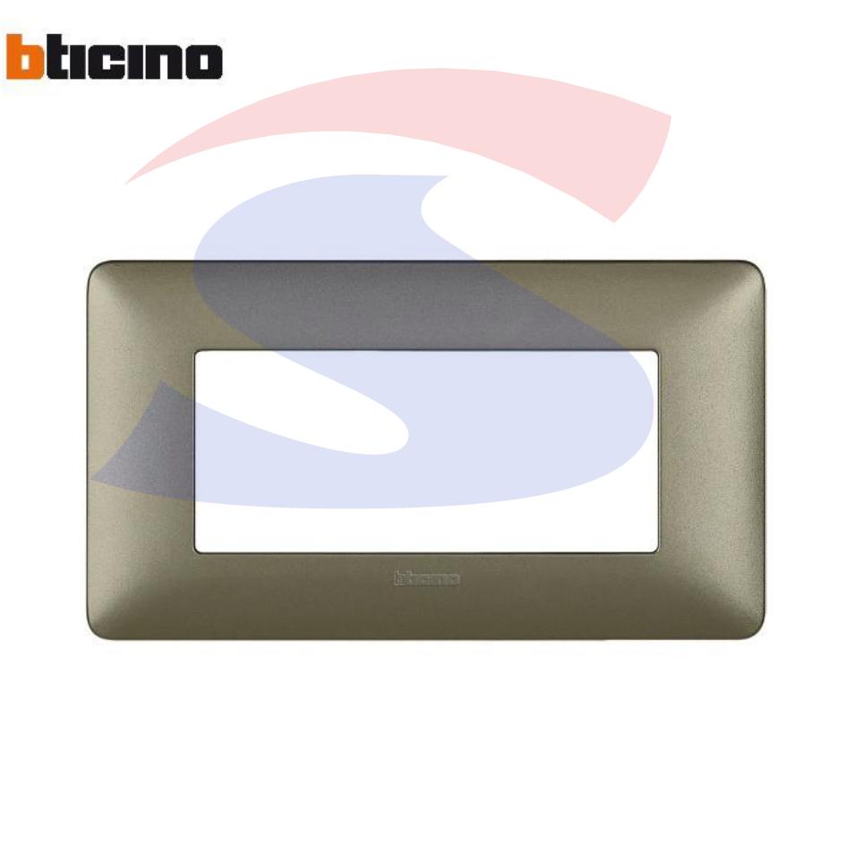 Placca rettangolare 4 posti colore Titanium serie Matix - BTICINO AM4804MTA