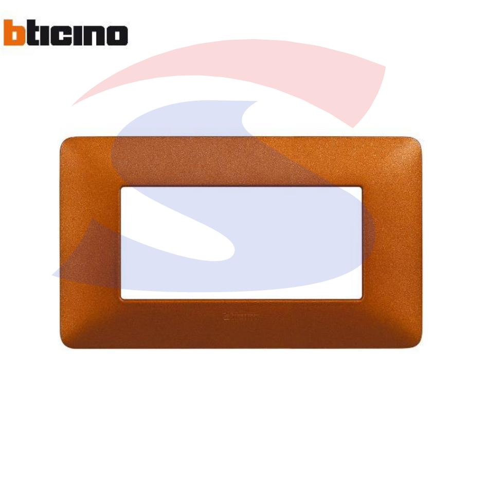 Placca rettangolare 4 posti colore Rosso terra serie Matix - BTICINO AM4804TRT