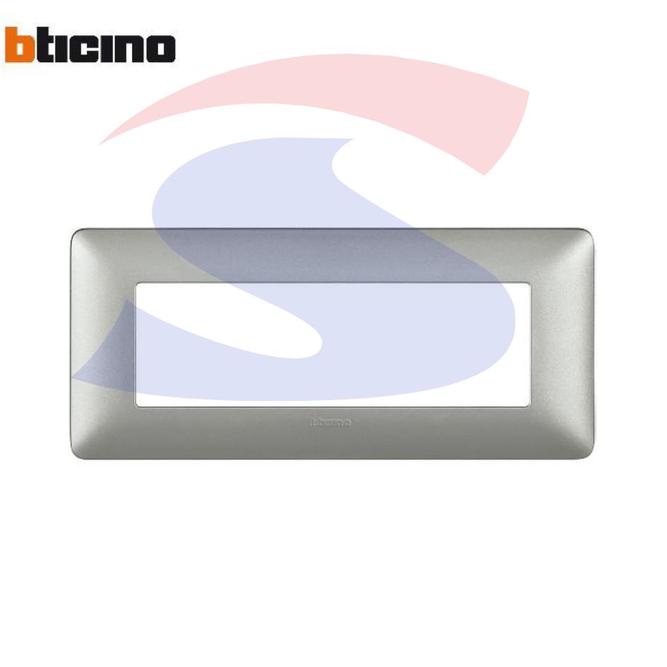 Placca rettangolare 6 posti colore Silver serie Matix - BTICINO AM4806MSL
