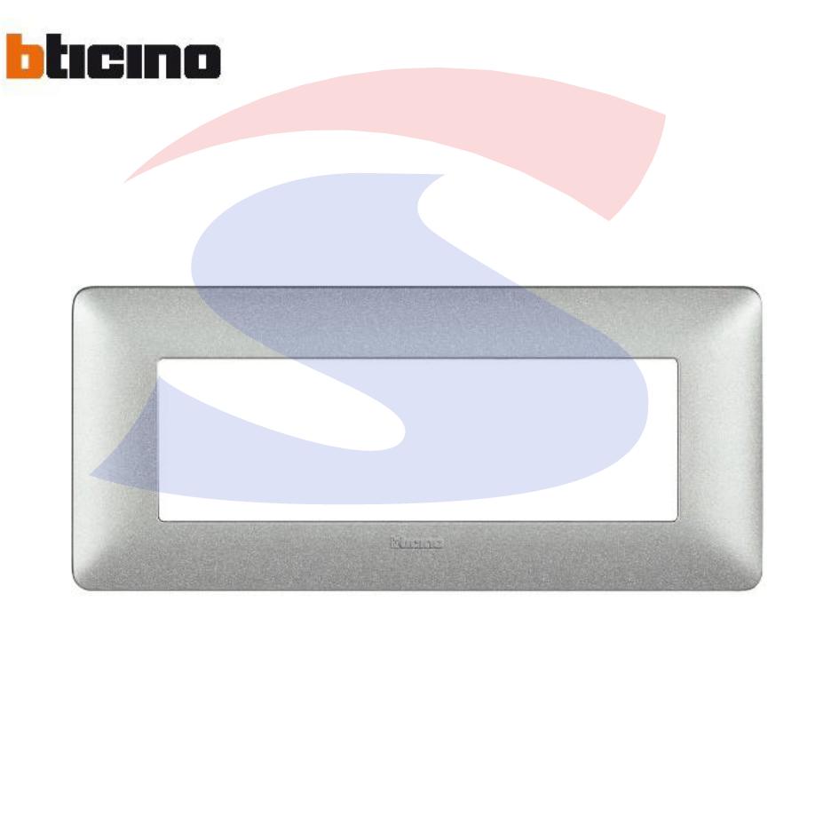 Placca rettangolare 6 posti colore Bianco calce serie Matix - BTICINO AM4806TBC
