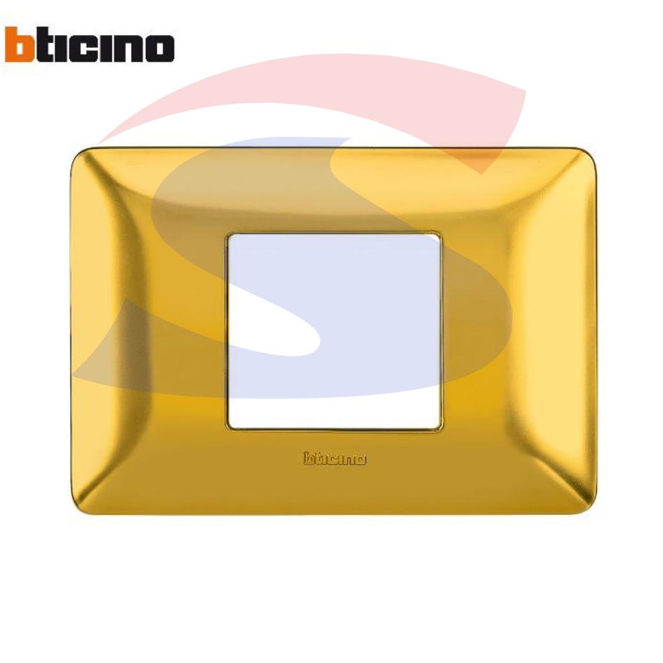 Placca rettangolare 2 posti colore Oro satinato serie Matix - BTICINO AM4819GOS