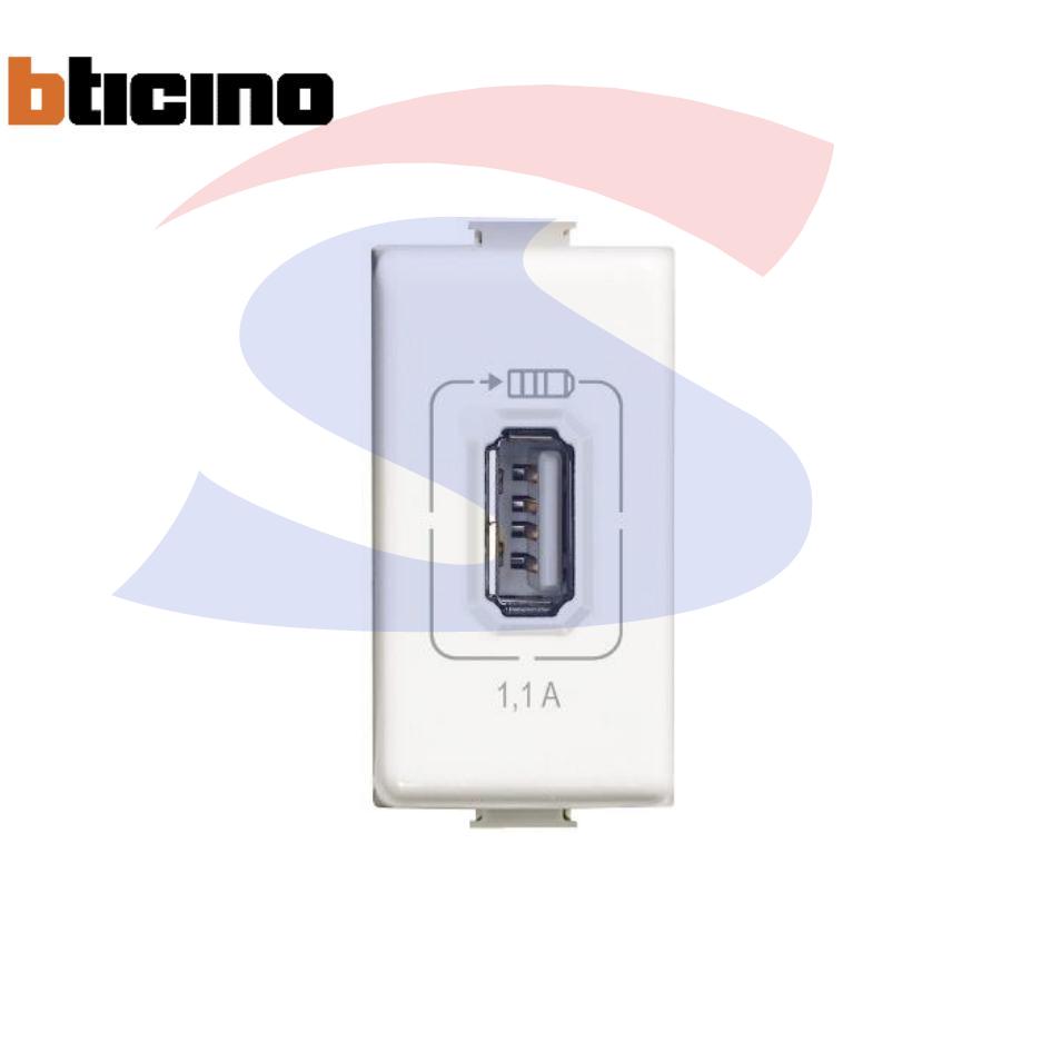 5 PEZZI PRESA DOPPIA USB INCASSO MURO COMPATIBILE LIVING LIGHT