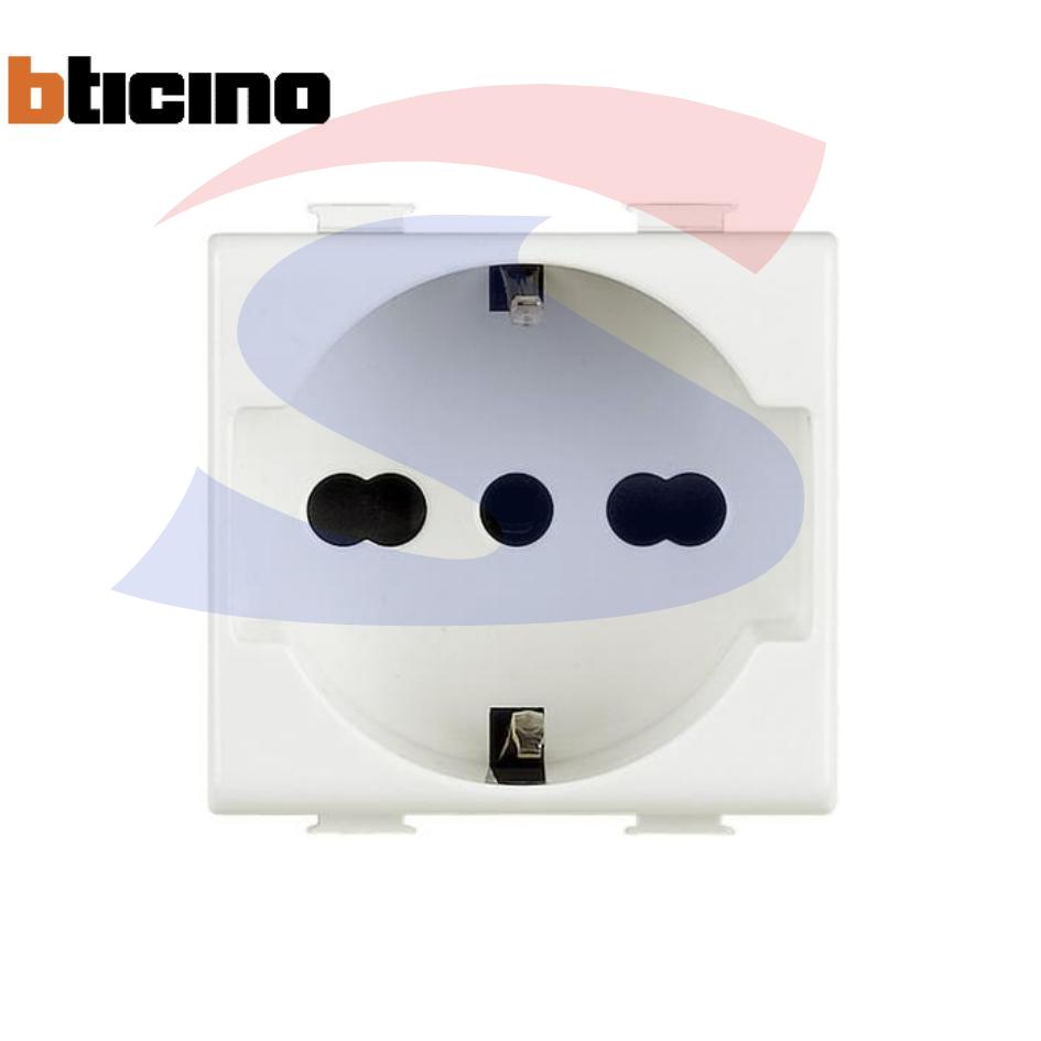 Presa Schuko bivalente P17/11 2P + T serie "Matix", Bianco - BTICINO AM5440/16