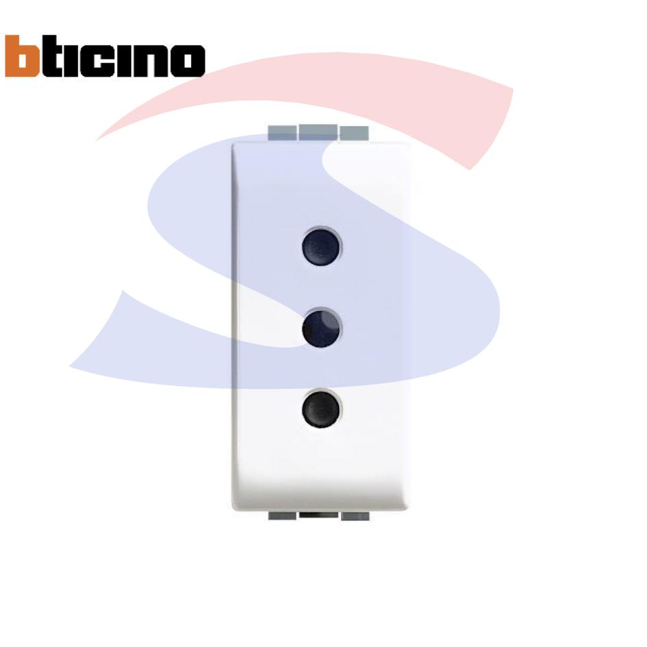 Presa standard Italia 2P + T da 10 A serie "Luna", Bianco - BTICINO C4113