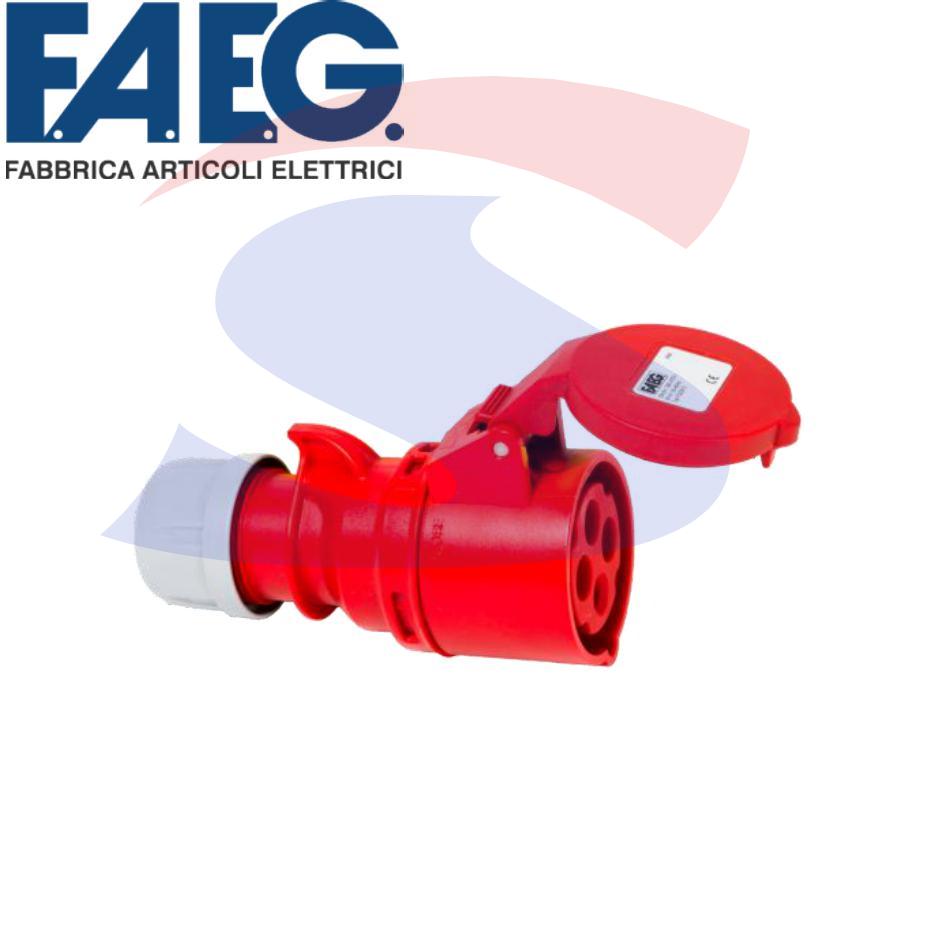 Presa industriale volante 3P + T da 16A 400V IP44, Rosso - FAEG 23513
